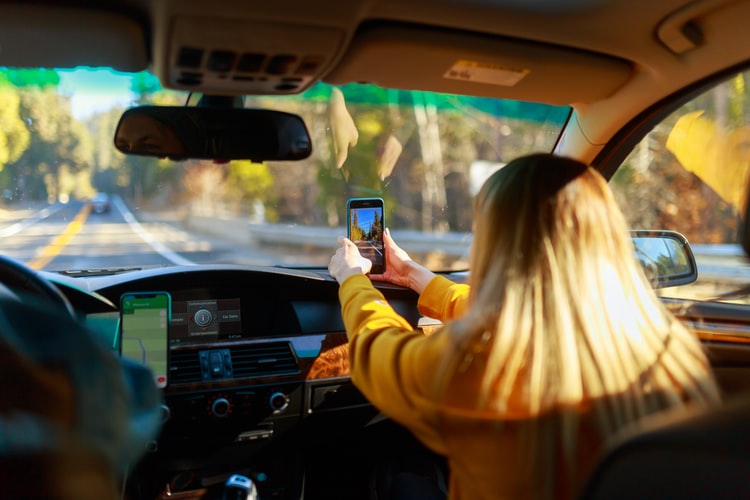 Young Girl Texting while Driving