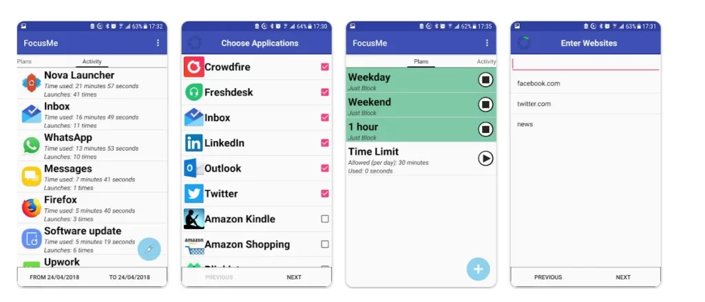 Website blocker apps for Android like focus me 