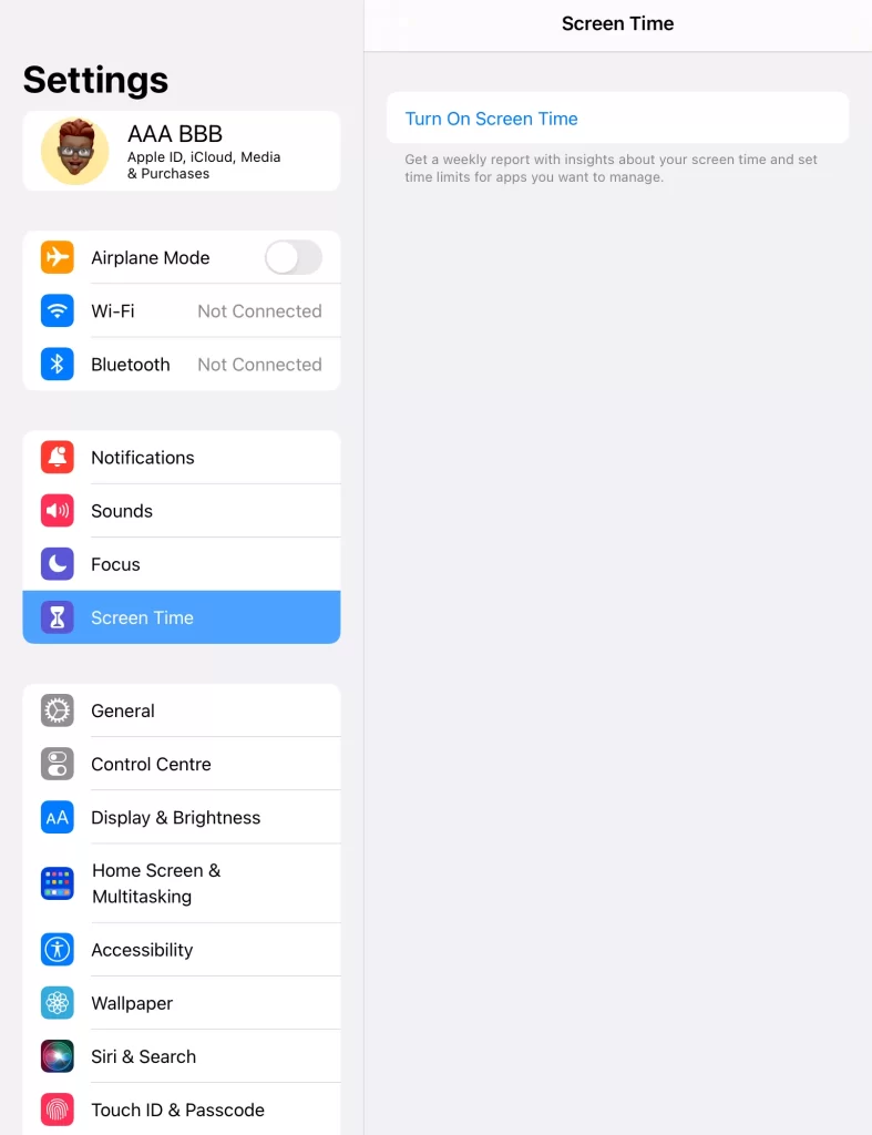 Open Screen Time in settings to begin Blocking Mature Content on iPad 
