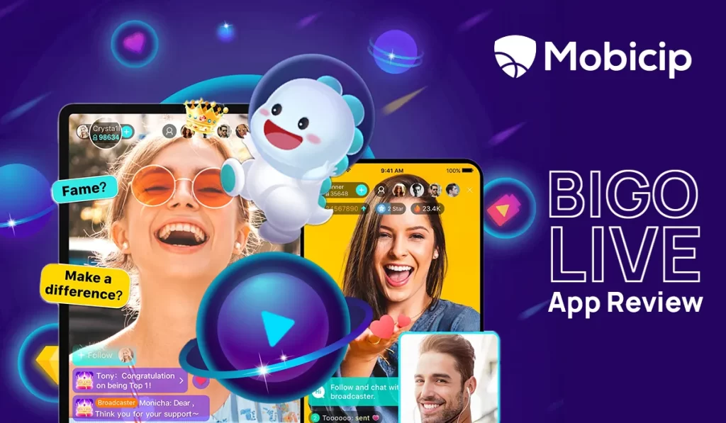 A Mobicip infographic for a BIGO Live App Review highlighting the risks of live streaming for teens