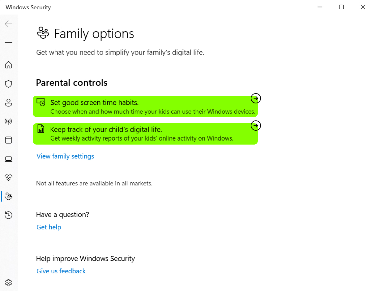 Windows built-in parental controls
