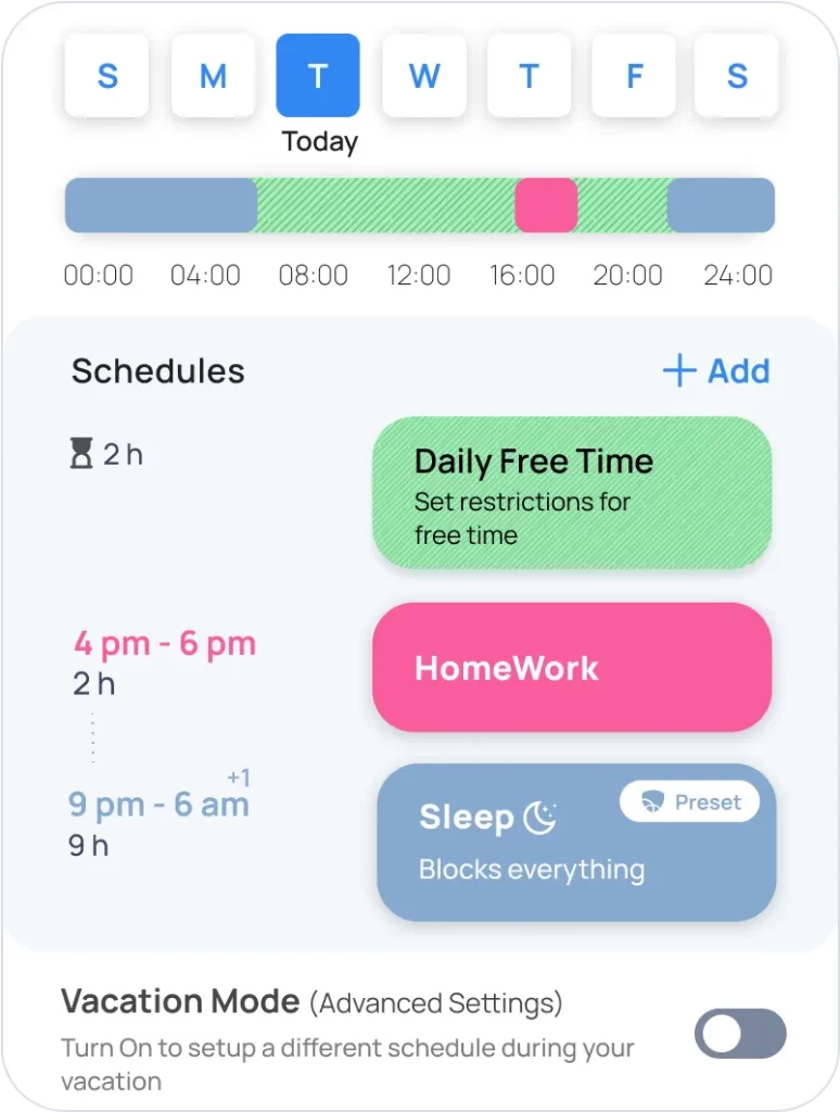Screen time scheduling 