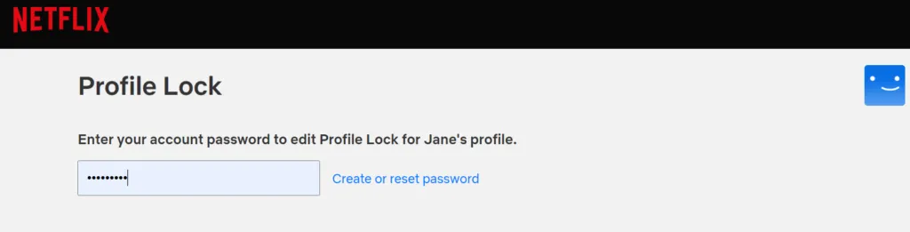 authenticating using password in Netflix parental controls