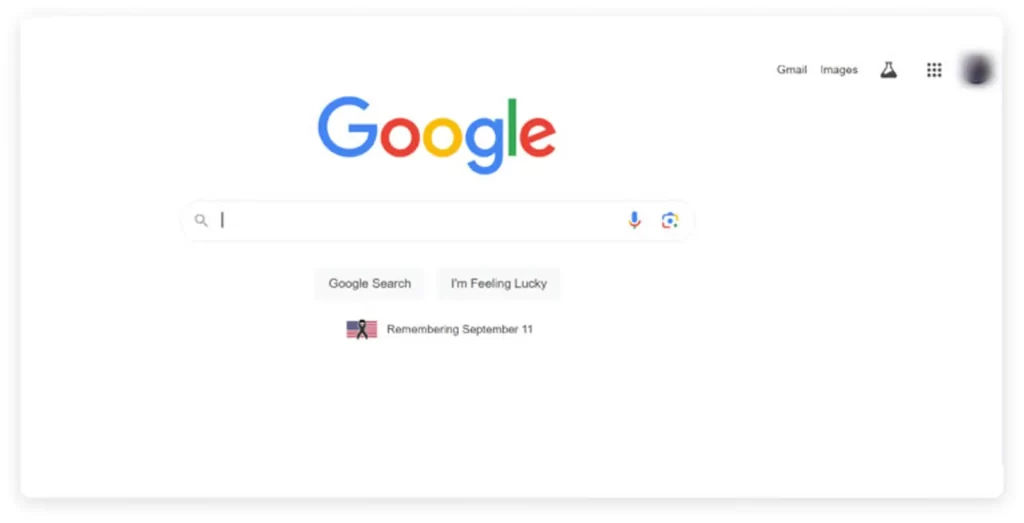 Accessing the Google search bar to begin the process to Filter Explicit Results.
