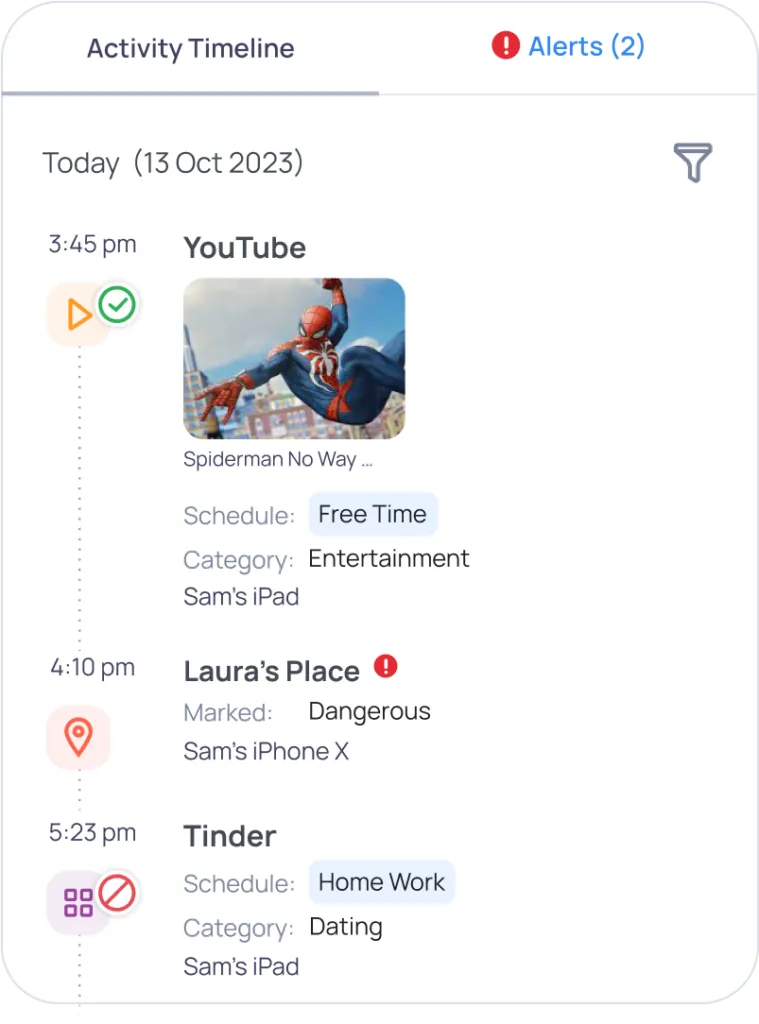 Sctive alert system using mobicip