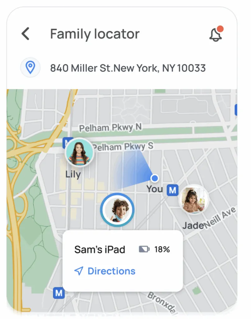 Family locator using mobicip