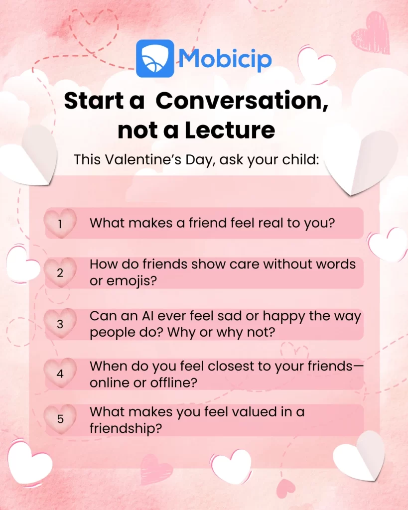 AI Friendship:  Questions parents can ask kids.
